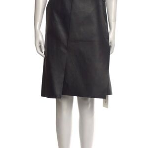 TIBI 100% Lamb Leather Wrap Around Skirt, Size 6, Asymmetrical Waist, Unlined.